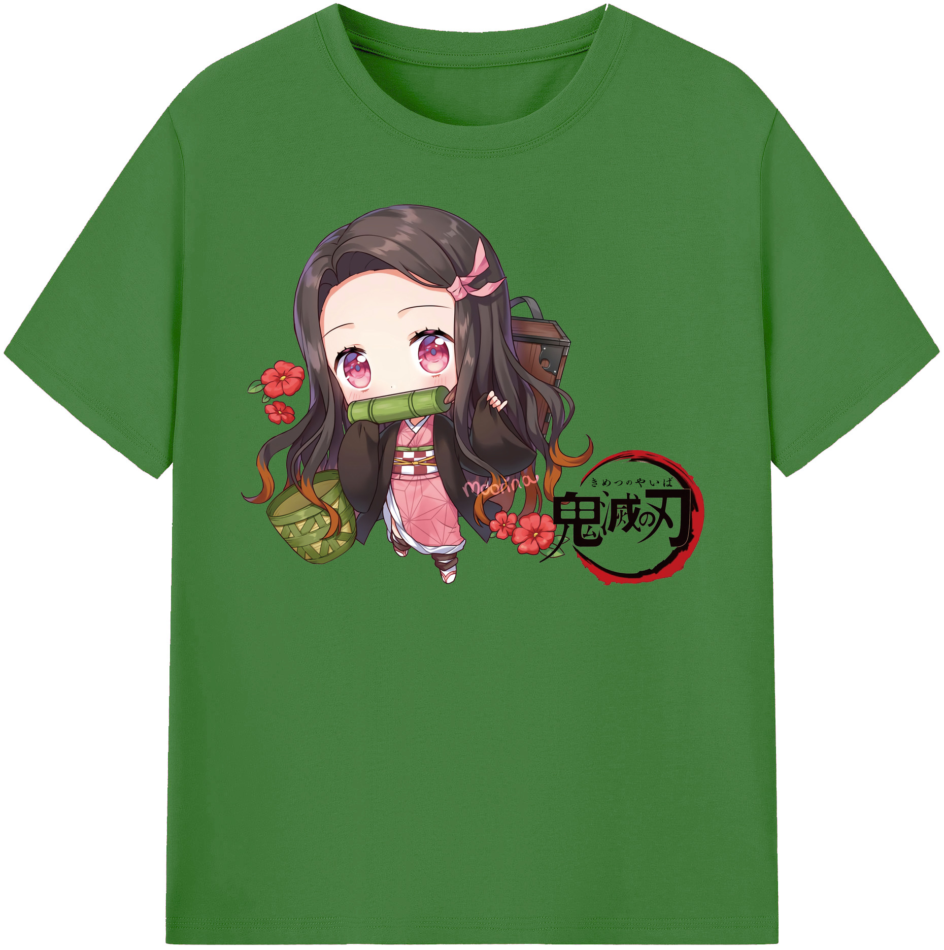 （画像用） 鬼滅の刃（きめつのやいば）竈門 禰󠄀豆子／かまど ねずこ Kamado Nezuko レディースカジュアルプリントTシャツ（綿100％）